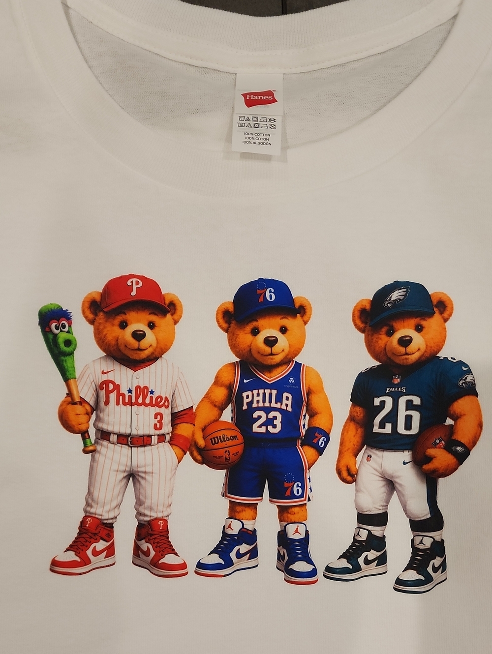Philadelphia Sports Teddy Bears Graphic T-Shirt | Phillies Eagles Sixers